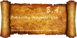 Babiczky Annamária névjegykártya